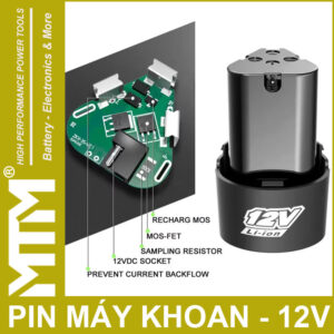 Pin máy khoan bắt vít 12.6V 3Ah 3 cell – khe chân chuẩn B